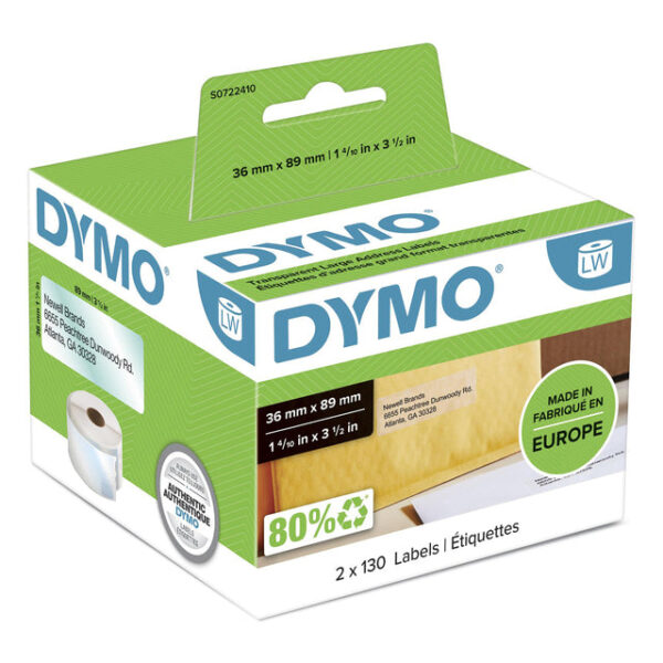 Etiket Dymo LabelWriter adressering 36x89mm 2 rollen á 130 stuks tra..