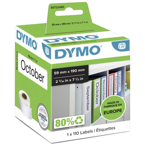 Etiket Dymo LabelWriter naamkaart ordner 59x190mm 1 rol á 110 stuks ..