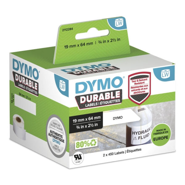 Etiket dymo labelwriter industrieel 19x64 2st wit