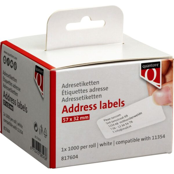 Labeletiket Quantore 11354 57mmx32mm adres wit 1000 stuks