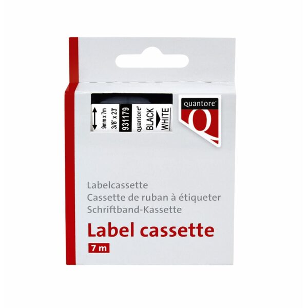 Labeltape Quantore 40913 9mmx7m zwart op wit | 336 stuks