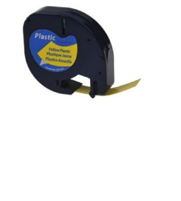 Huismerk Label Tape voor Dymo 91202 | 12 mm x 4 m | S0721620 - Zwart op Geel - 1 stuk