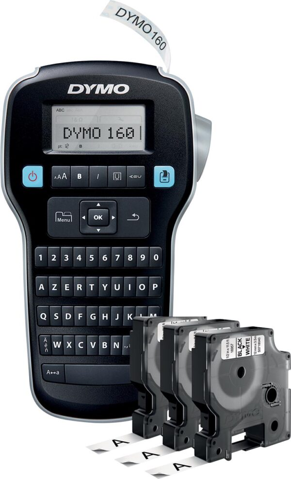 Dymo LabelManager 160 Value Pack: 3 x D1 tape, zwart op wit, 12 mm + 1 x LabelManager 160P, qwerty