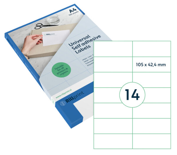 Etiket Rillprint 105x42.4mm mat transparant 350 etiketten