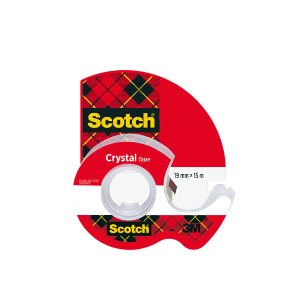 Plakband Scotch Crystal 600 19mmx15m transparant + handdispenser